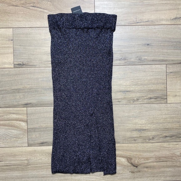 Club Monaco Women's Lurex Pencil Skirt Pull On Slim Fitting‎ Size S Silver Black - Picture 1 of 10